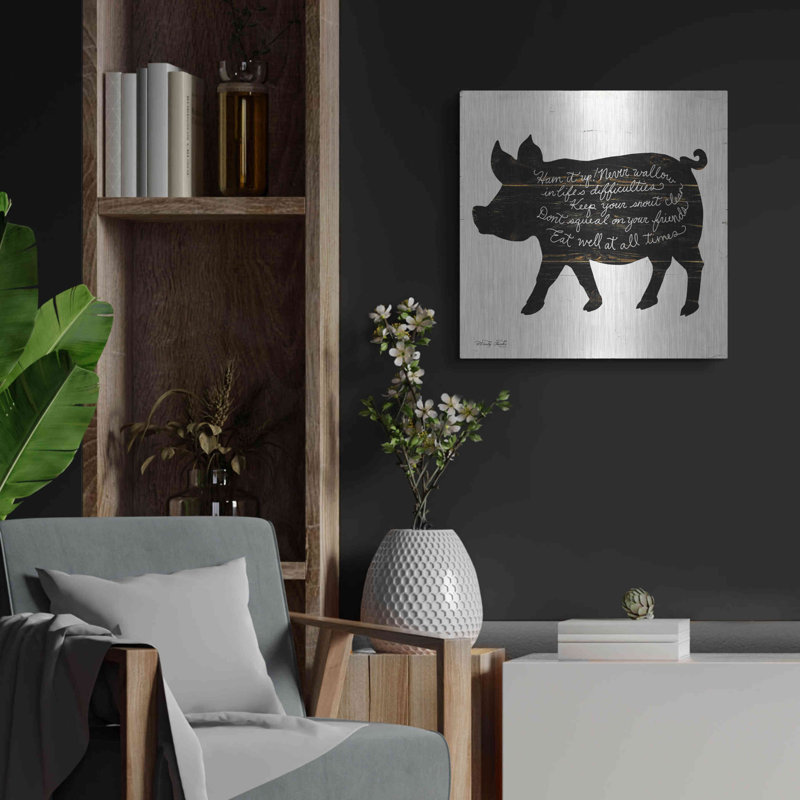 «Pig Ham It Up» par Cindy Jacobs sur métal, H 24 po x l 24 po