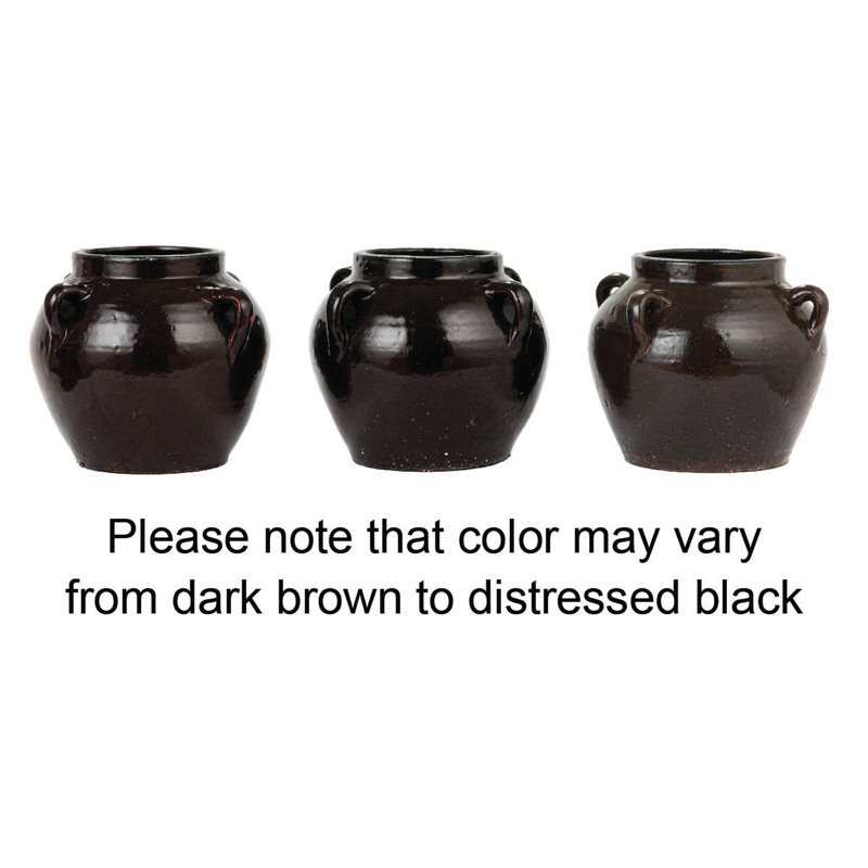 Distressed Dark Brown Clay Decorative Jar Vase