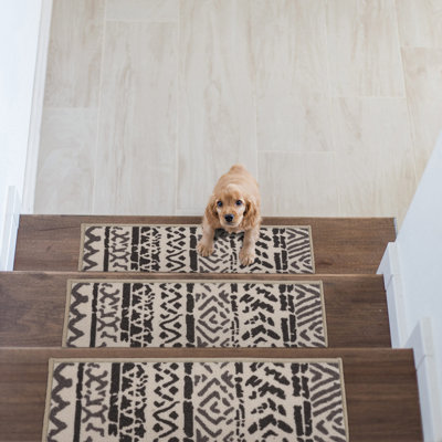 Tapis d'escalier antidérapant beige / brun clair / brun Wittman Bohemian