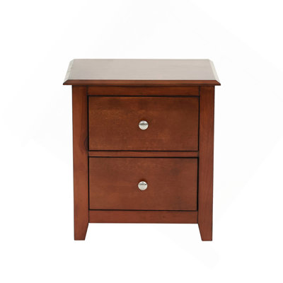 Nightstand With 2 Drawers Storage In Cherry Finish by Latitude Run
