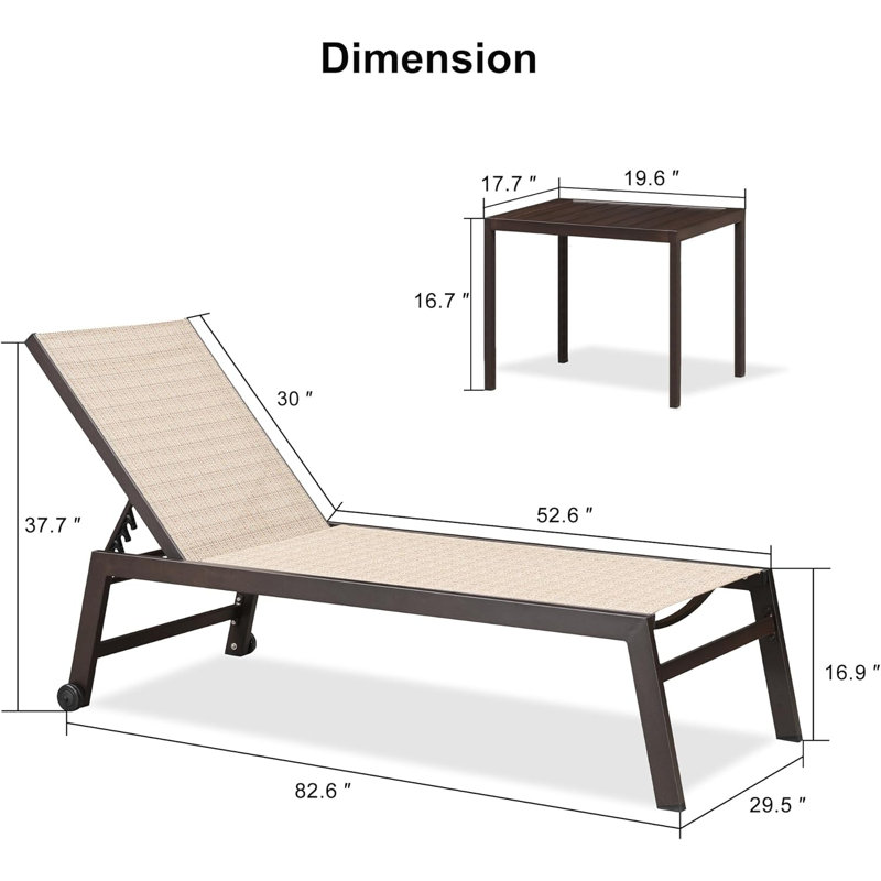 Les chaises longues Ebern Designs, Brun clair
