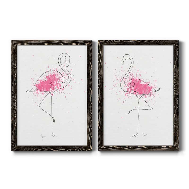 Flamingo Splash I - ensemble de 2 reproductions d'art, H 24 po x l 36 po x P 1,5 po, H 31,5 po x l 47 po x P 1,5 po