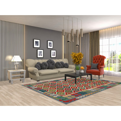 Tapis oriental kilim en laine à tissage plat 6 x 8