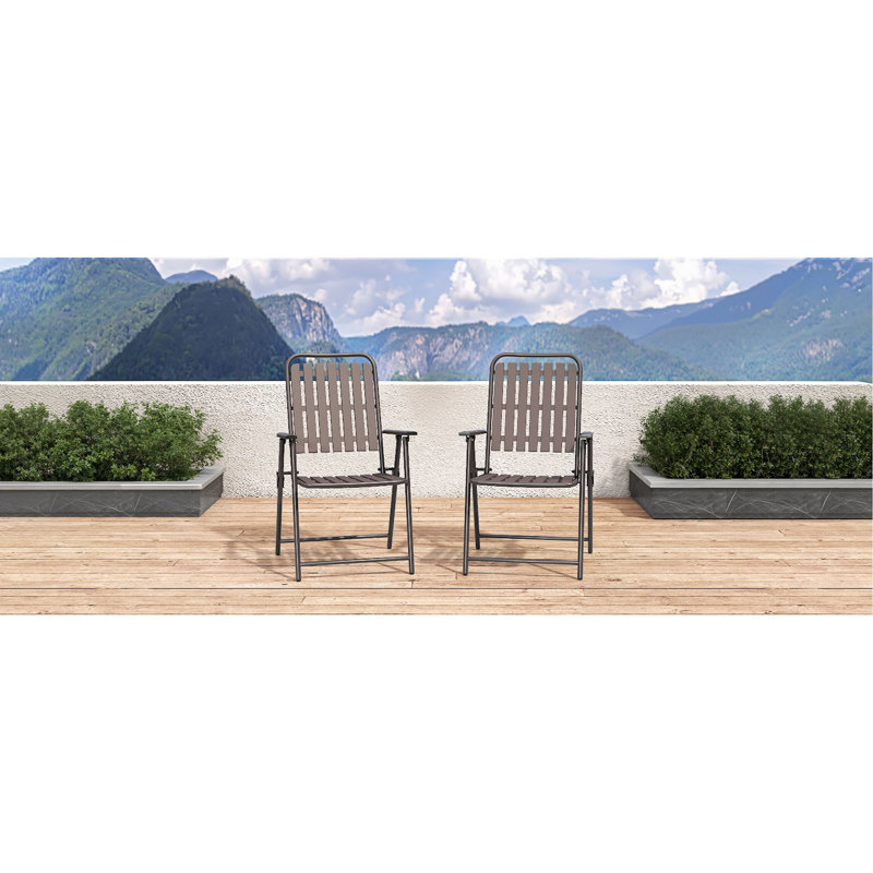 Chaise pliante 2 pièces, sans assemblage, capacité de 350 lb, résistante à la rouille et anti-taches pour balcon / jardin