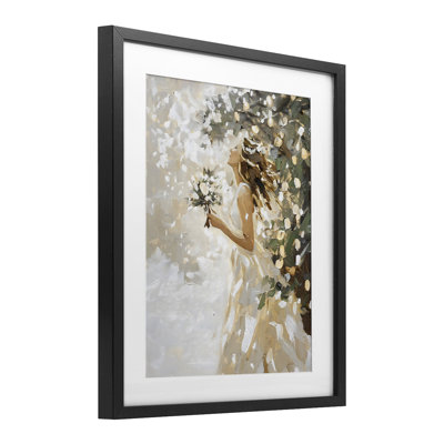Soft White Snow Flurry Framed Print Under Glass, design by LSR Design Studio
