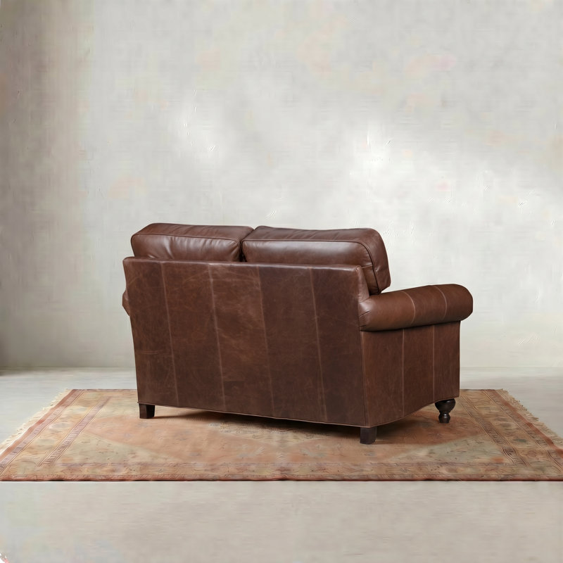 Hampton 61" Genuine Leather Loveseat, Bistro Rustic Genuine Leather