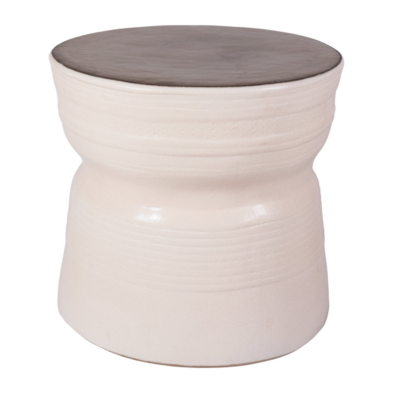 Ancaris Outdoor Round Side Table, Linen Semi Gloss