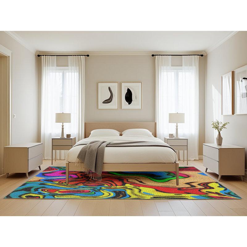 Abstract Indoor Rug, Rectangle 5' x 8'