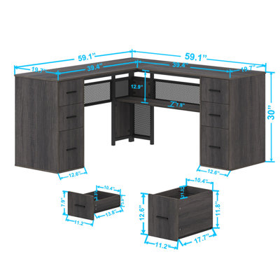 Corsair L-Shaped Executive Desk with 6 Drawers