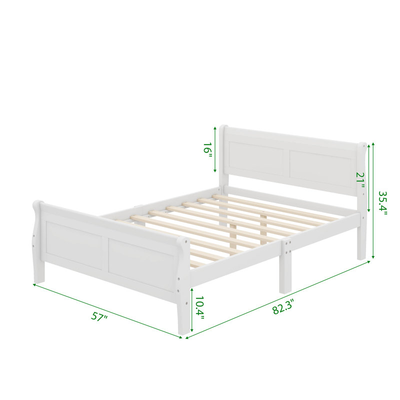 Base de lit plateforme en bois avec tête de lit Dovidio, Blanc, Simple