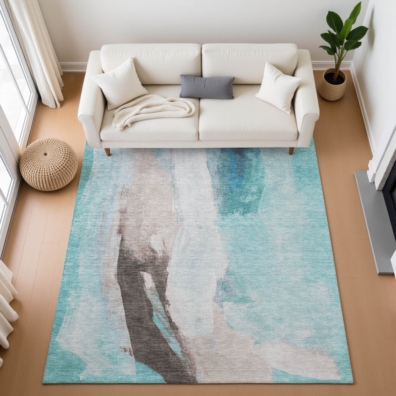 Premium Machine Washable Abstract Rug, Rectangle 2'6" x 3'10"