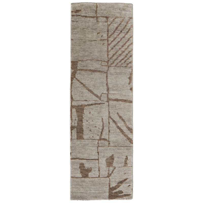 Sutton Transitional Abstract, Tan/Orange Area Rug, Runner 2'6" x 8'