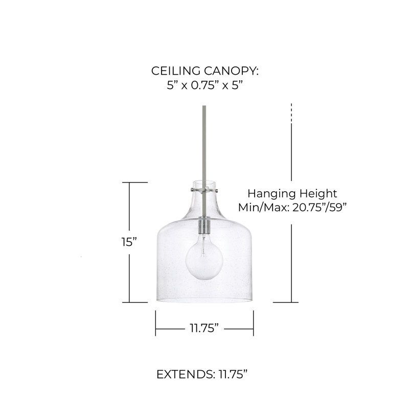 Baldwyn 1 - Light Single Pendant, Brushed Nickel