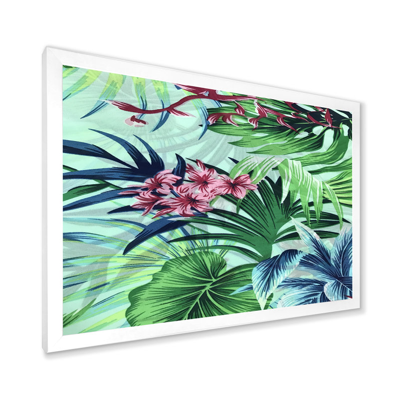Fleurs tropicales rétro VII - Impression sur toile, H 24 po x l 32 po x P 1 po, Cadre photo blanc