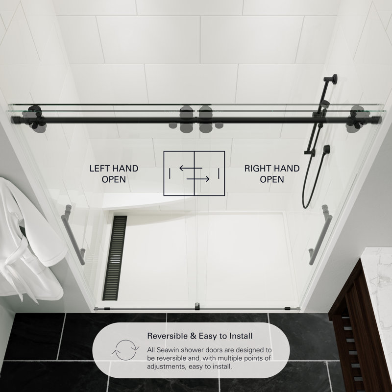  Porte de douche coulissante en verre trempé 3/8 po Briza 44 - 48 x 76 po Briza, Stainless Steel