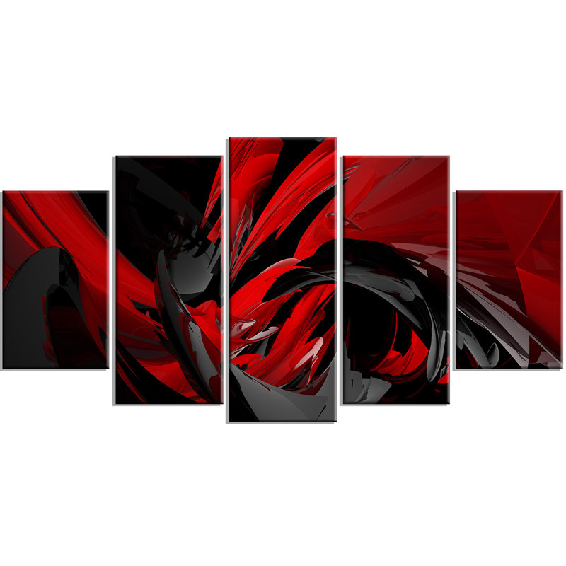 'Red/Black Mixer' 5 Piece Graphic Art Print Set on Metal Wall Decor