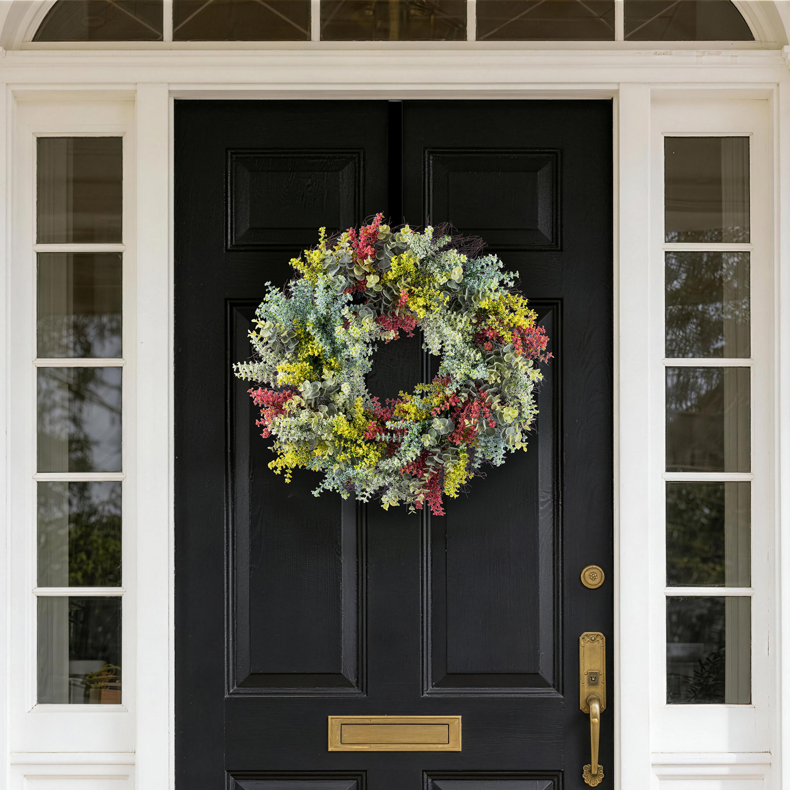 24" D Floral Wreath, Mixed Floral Eucalyptus