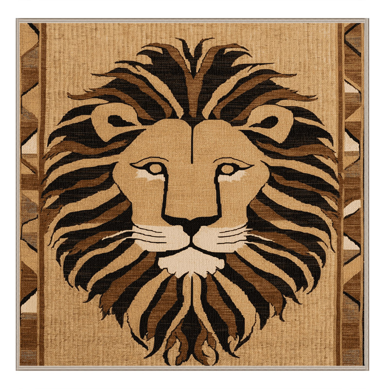 Washable Katanga Lion Big Cats Area Rug, Square 6'