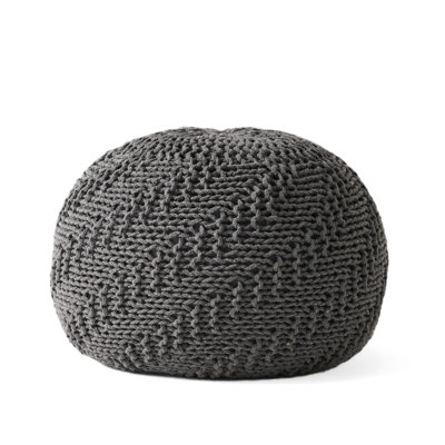 Modern Pet Knitted Pouf In Dark Grey - Handmade Exquisite, 20" X 14 With Charm 19.91" W D 14.29" H