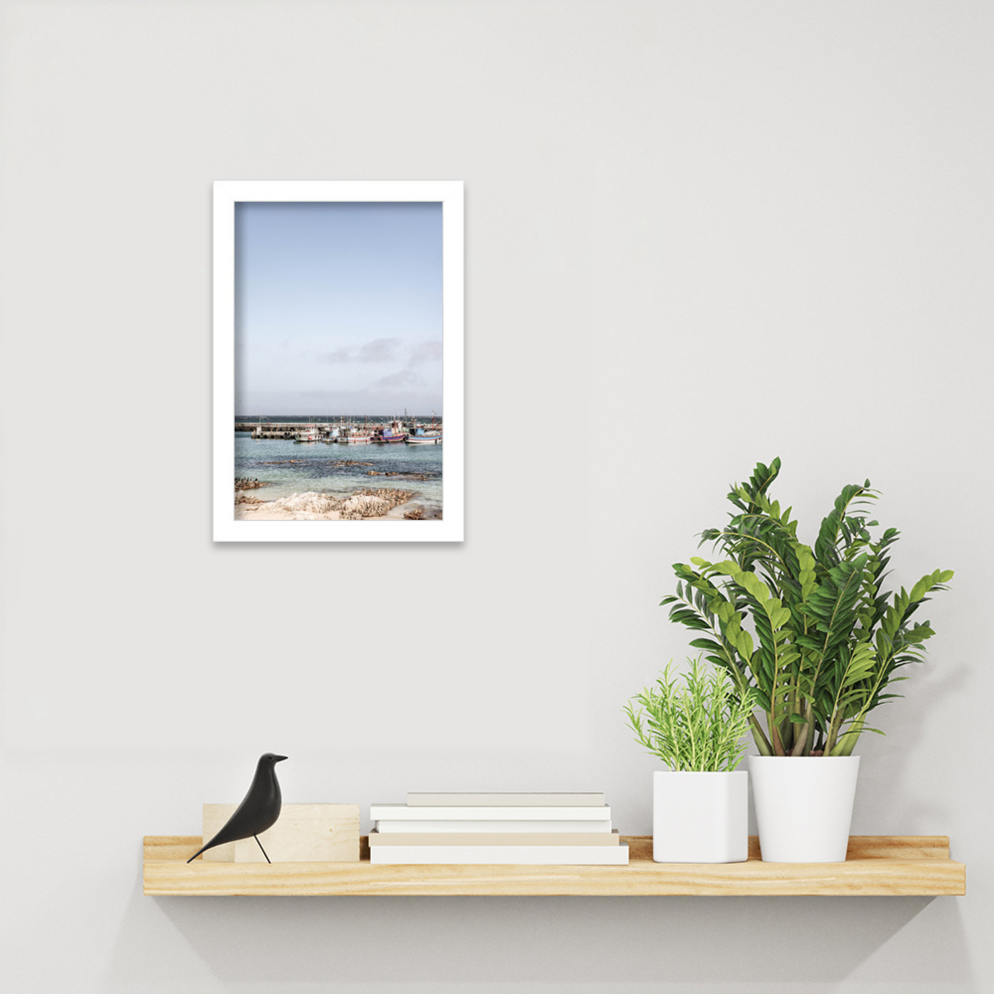 Kalk Bay Beach by Shot by Clint Wood Framed Wall Art Print, 13" H x 9" W, White