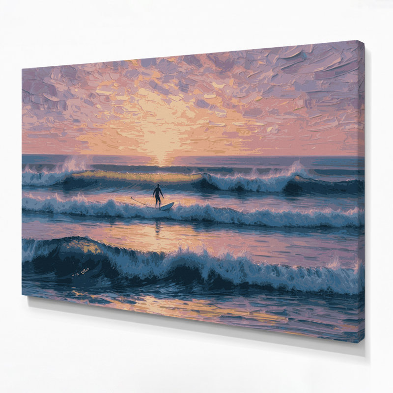 Coastal Dawn Patrol Brown Canvas Wall Art, 11" H x 14" W
