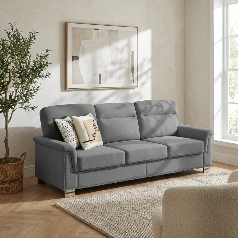 Canapé contemporain en tissu Snowfleece, Gris