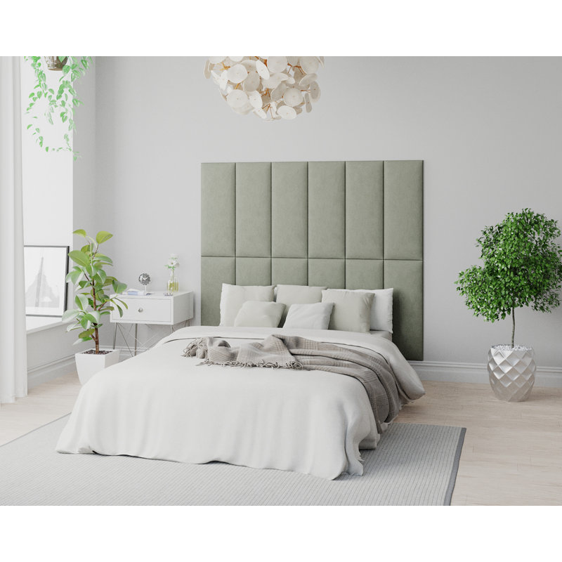 Kamaya 30 cm x 75 cm Peel and Stick Upholstered Wall Paneling in Off White, Duck Egg