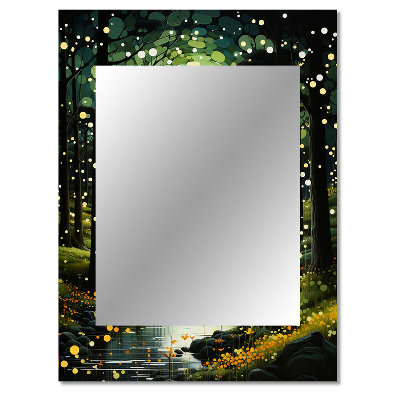 Forest Enchanted Forest Pastoral II - Forest Decorative Wall Mirror, Traditional Mirror, Printed Metal Art, 40" x 30"