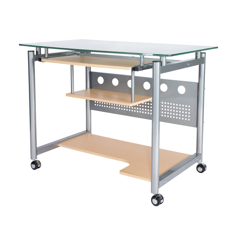 Glass Top Metal Base Computer Desk