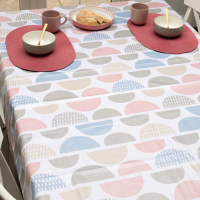 Fancy Circles 150 x 220cm Eco Line PVC Free Polyester Tablecloth