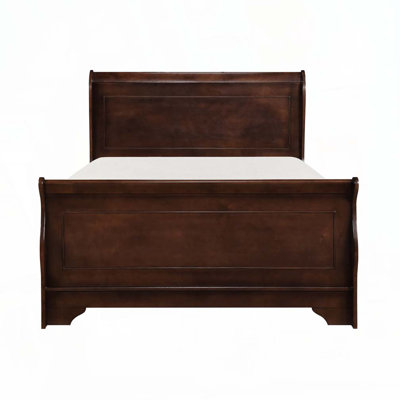 Dark Cherry Finish Wooden Platform Bed