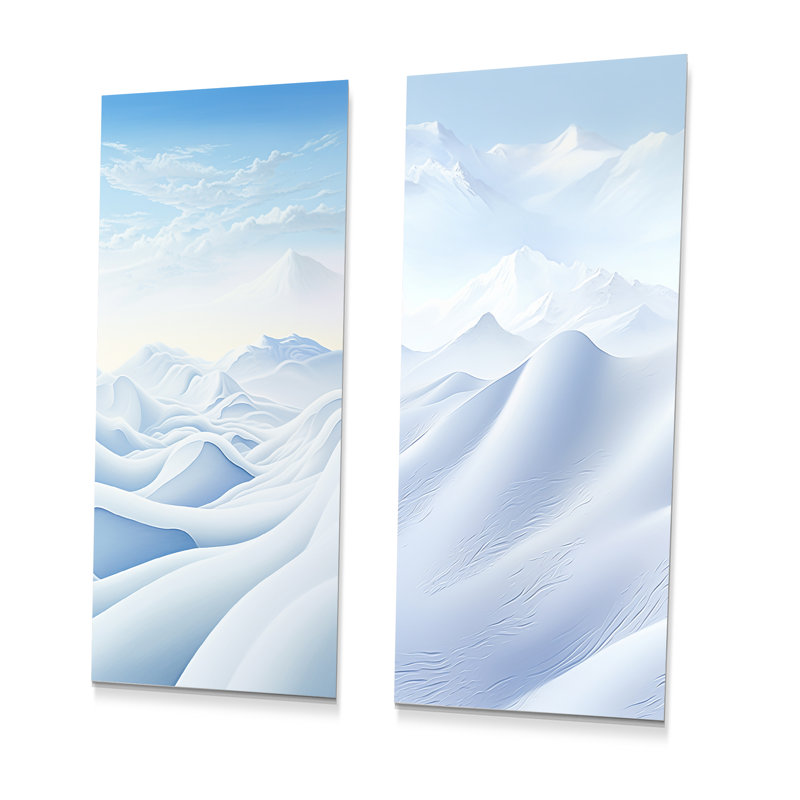 Winter Desert Snow Scenery - Snow, ensemble de 2 reproductions d'art en métal, H 28 po x l 24 po