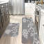 Ensemble de 2 tapis de cuisine à motif floral gris