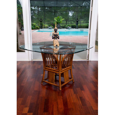 Corneliea Square Glass Top with Wicker/Rattan Base Dining Table