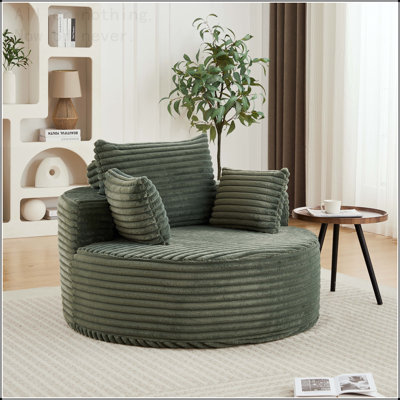 Canapé-lit simple en velours côtelé de 50 po d'épaisseur L, fauteuil moelleux moderne (pas une chaise pivotante)