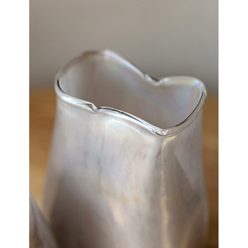Vase de table en verre argenté intérieur / extérieur, H 10,23 po x l 4,7 po x P 5,9 po