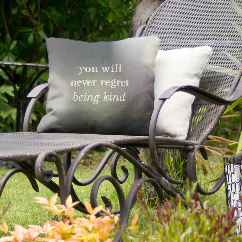Outdoor Reversible Throw Pillow, 20" x 20", Black/ Off White, Ombre