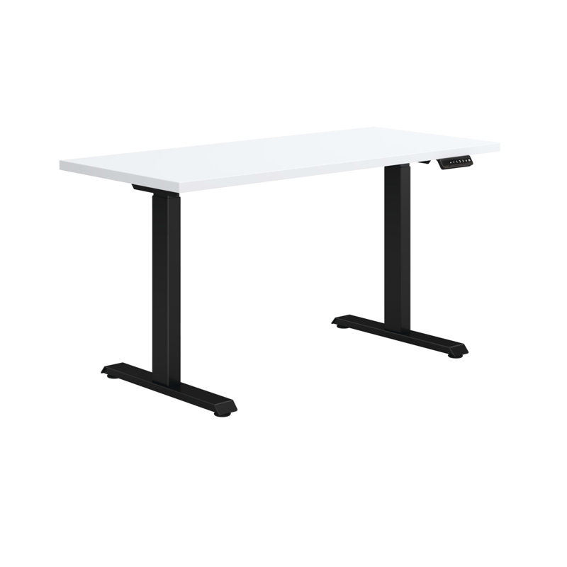 HON Coze Worksurface with Coordinate Height Adjustable Base, Designer White/Black, 36" H x 48" W x 24" D