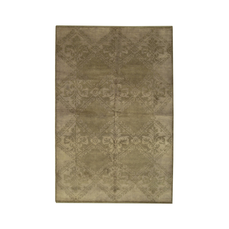 Bradley Beige Hand Knotted Wool Area Rug, Rectangle 12' x 16'