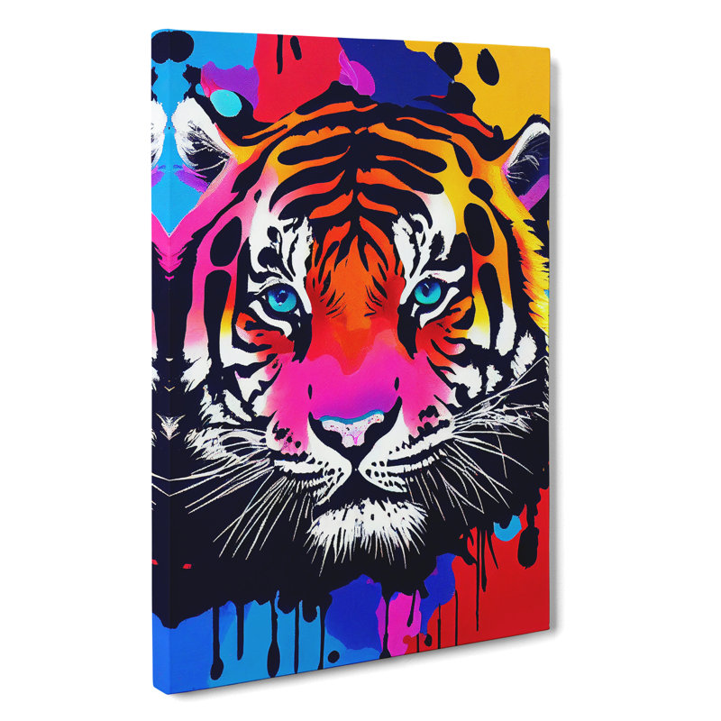 Painted Tiger Abstract - Wrapped Canvas, 60cm H x 40cm W