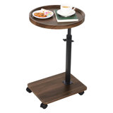 Adjustable Height C Table with 360° Rotatable Wheels - Versatile Side Table for Sofa, Bed, and Bathtub