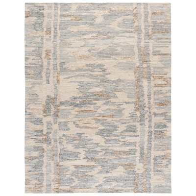 Shareema Hand Tufted Wool/Cotton Abstract Rug in Ivory/Gray