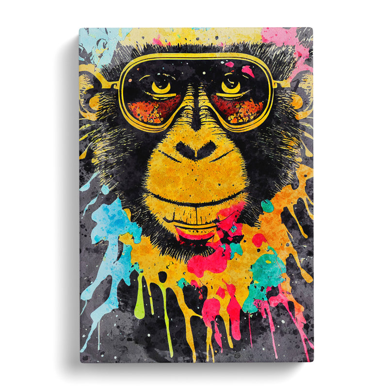 Painted Monkey No.4 Abstract - Wrapped Canvas, 76cm H x 50cm W x 3cm D