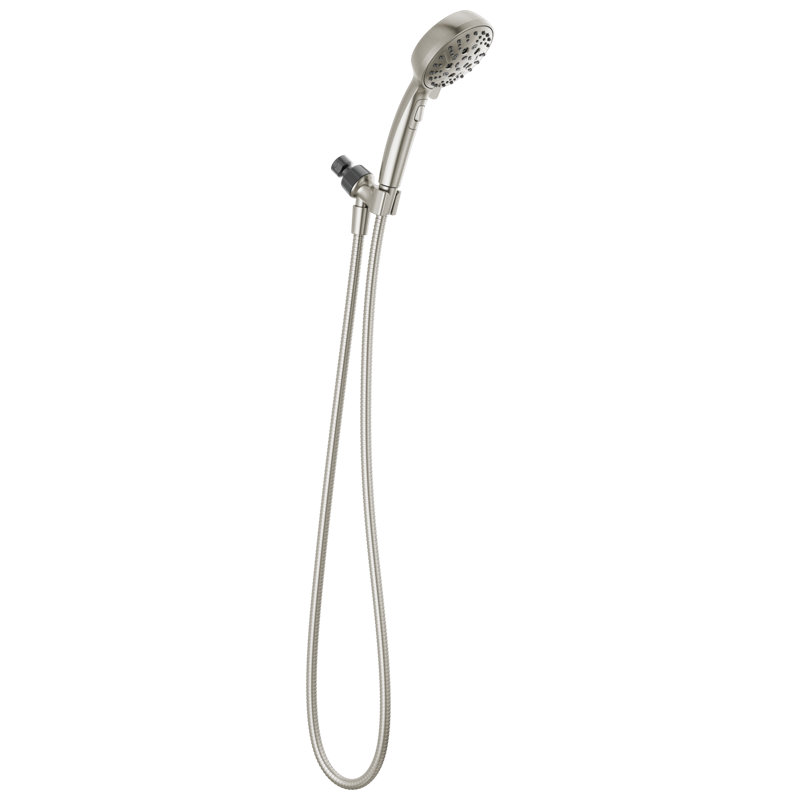 Pomme de douche à 6 jets avec boyau H2Okinetic, pomme de douche à main, Nickel satiné