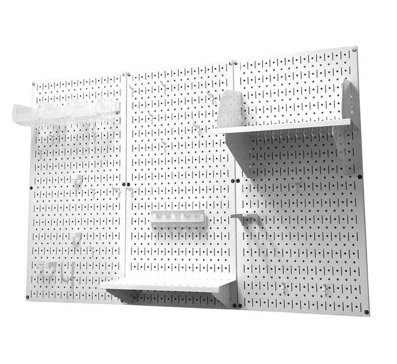 Ensemble de panneau perforé de rangement pour outils standard H 32 po x 48 po, Blanc