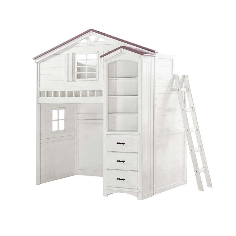 Demonte 3-Drawers Bookcase in Pink and White