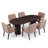 Krisslyn 6-Person Rubberwood Dining Table Set With Upholstered Chairs & Double Pedestal Base-128966944-128966945