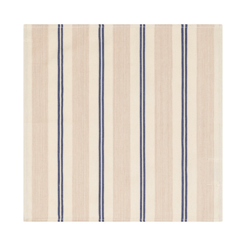 Ensemble de 4 serviettes à rayures crème, bleues et roses French Home