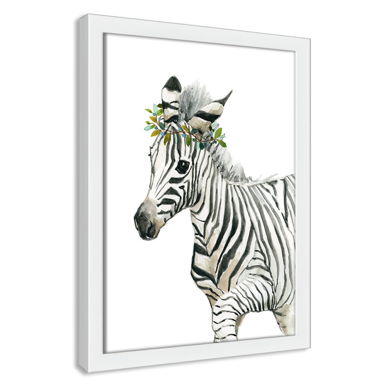 «Savannah Zebra», art encadré, H 15 po x l 11 po x P 1,18 po, Cadre blanc