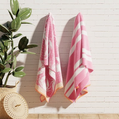 100% Cotton Jacquard Printed 2 Pack Beach Towels